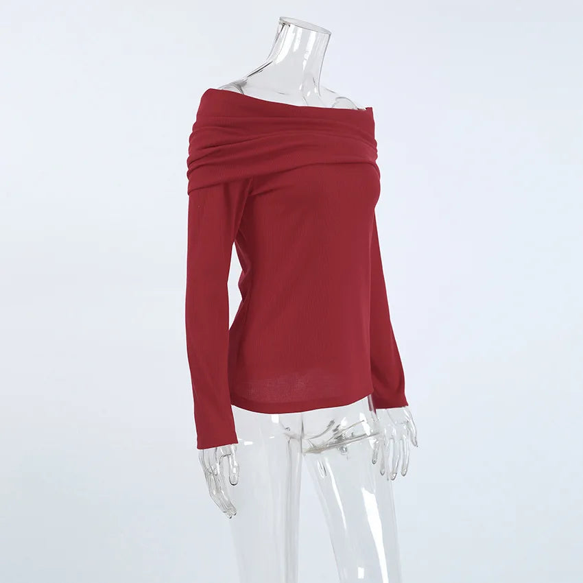 Off-Shoulder Knitwear Pullover Top