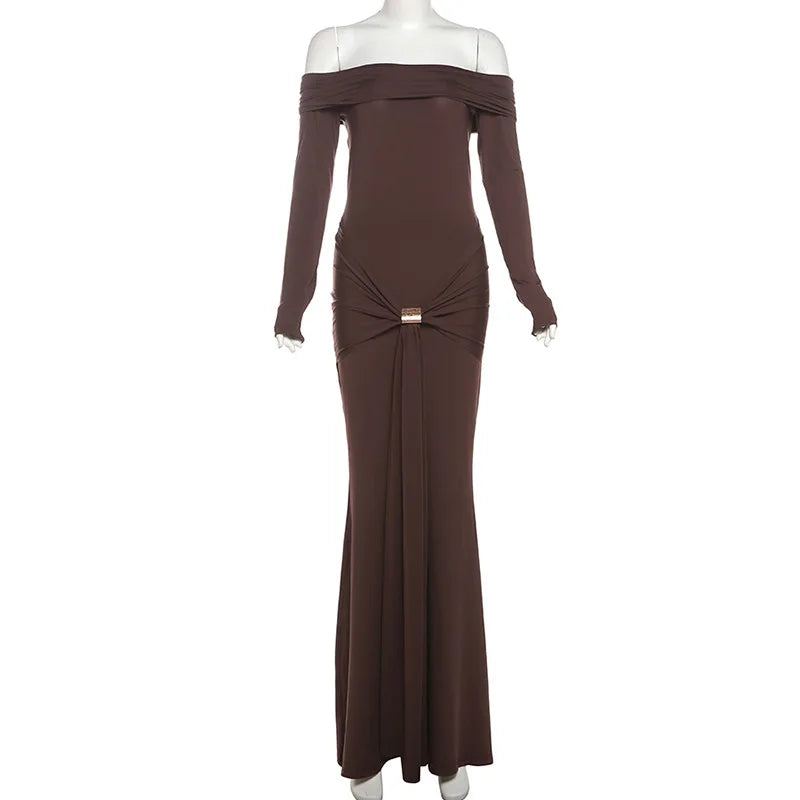 Pleated Patchwork Solid Off-Shoulder Dress