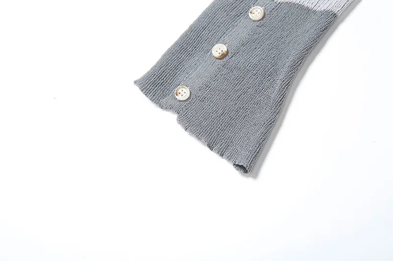 Gray Long Sleeve Knitted T-Shirt