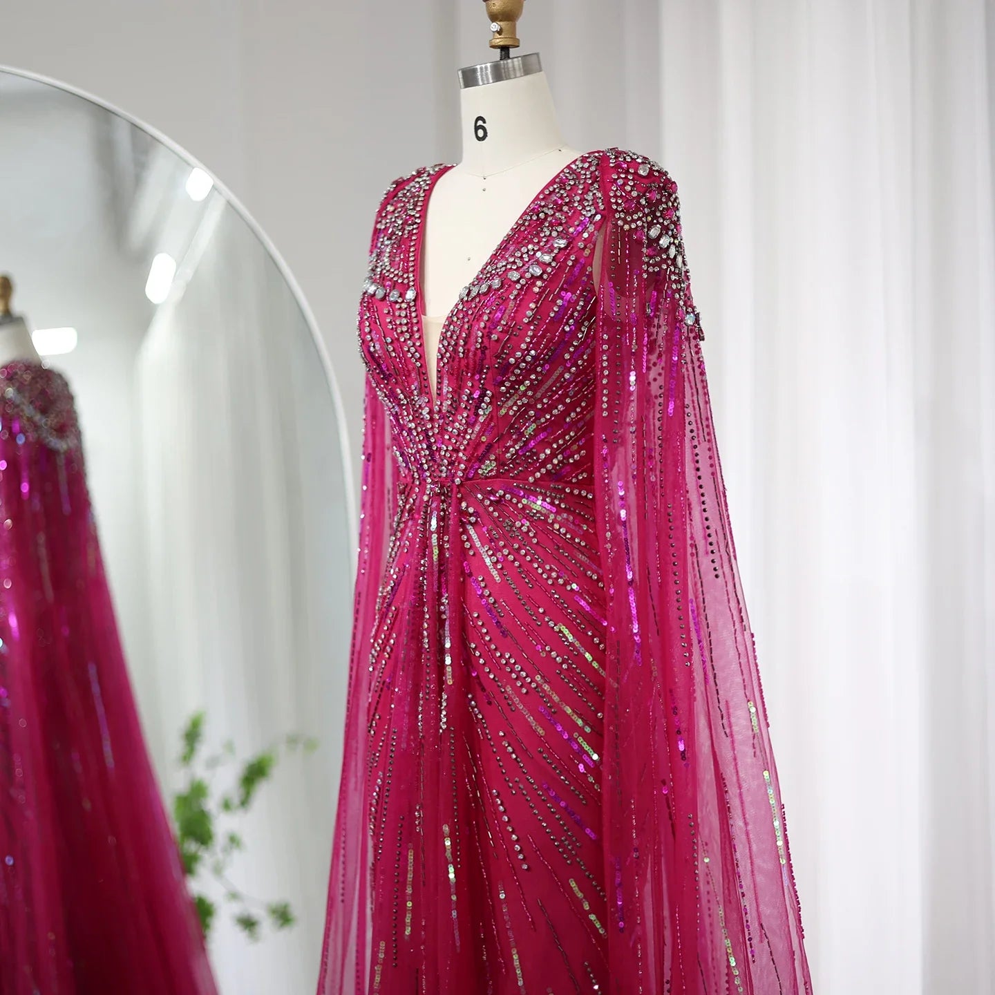 Crystal Evening Gown with Cape