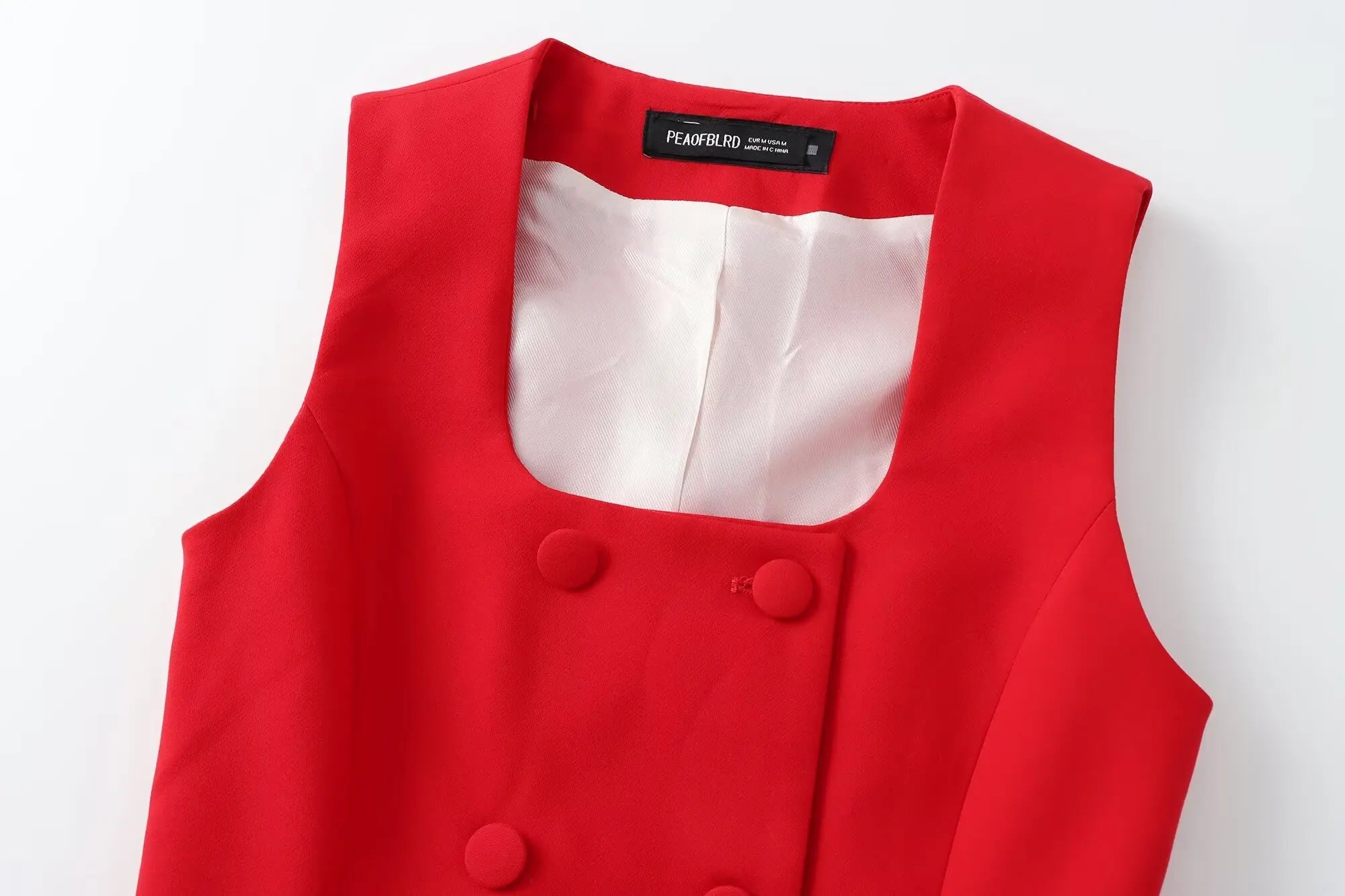 Square Neck Sleeveless Waistcoat Pant Suit