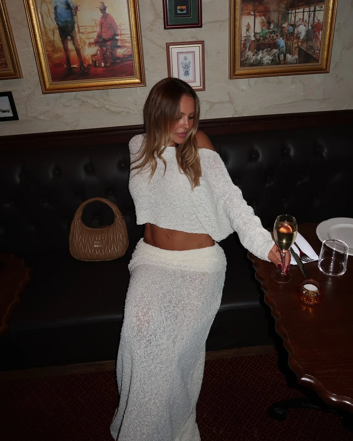 Knit Long Sleeve Top and Maxi Skirt Suit