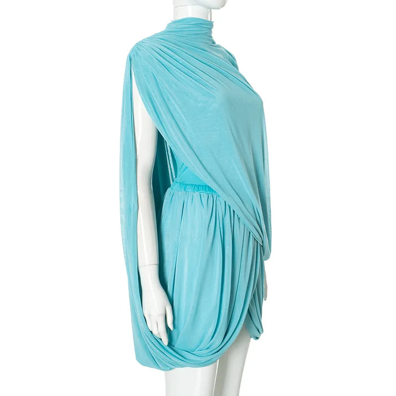 Strapless Shawl Vest Mini Skirt Suit