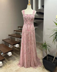 Straps with Gems Sparkling Beaded All Over Ball Dress