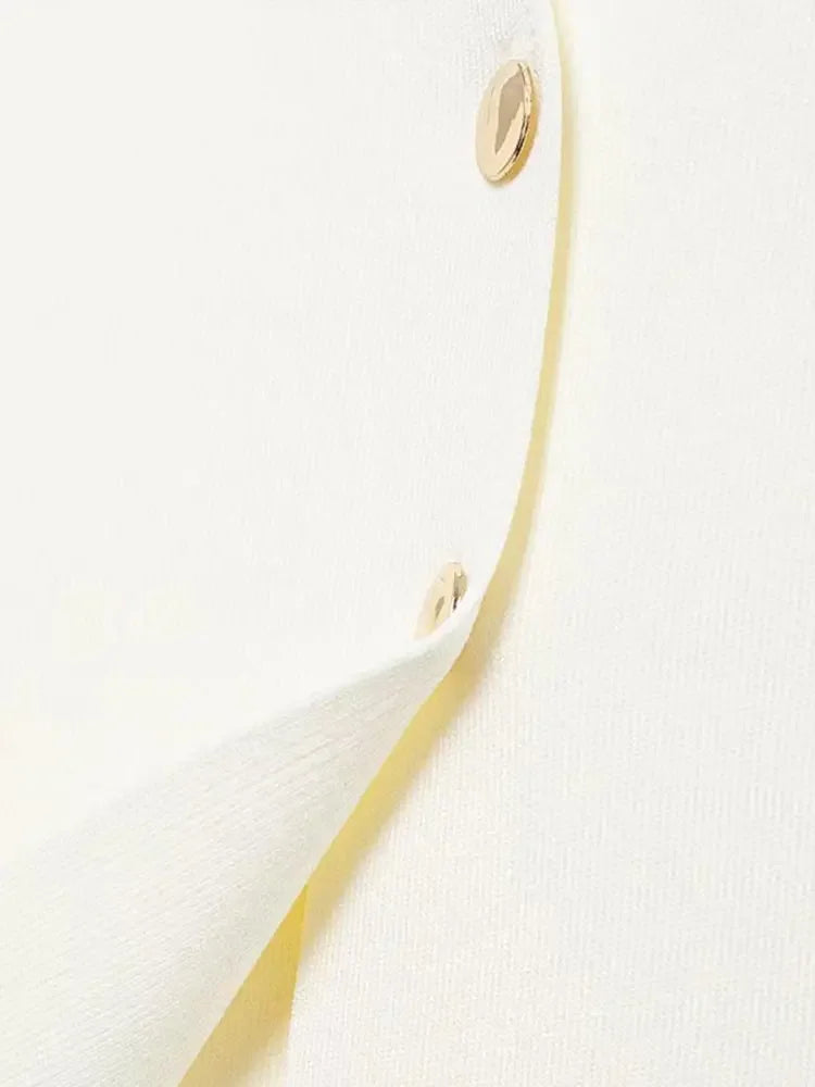 Knitted Flat Pin V-Neck Solid Short Sleeved Tops