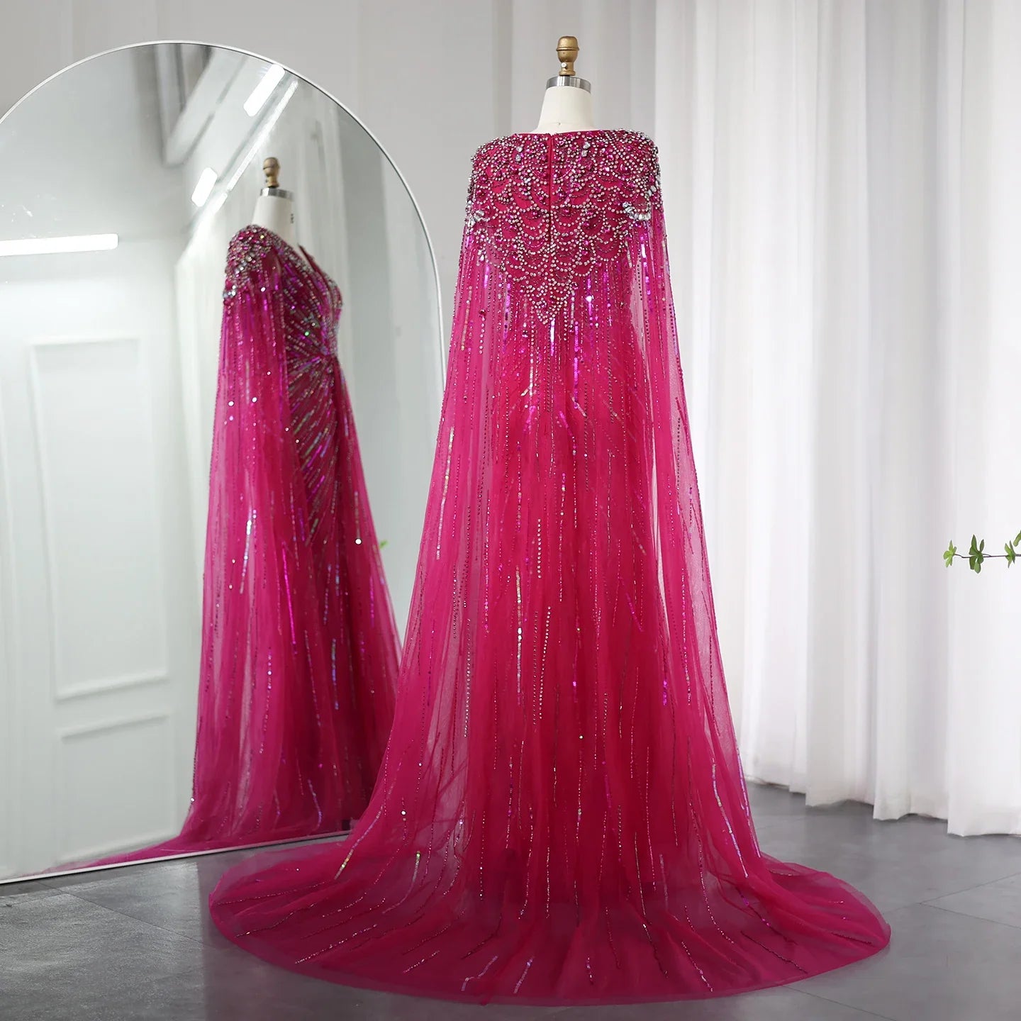 Crystal Evening Gown with Cape