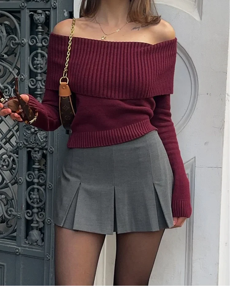 Open Shoulder Long Sleeved Sweater