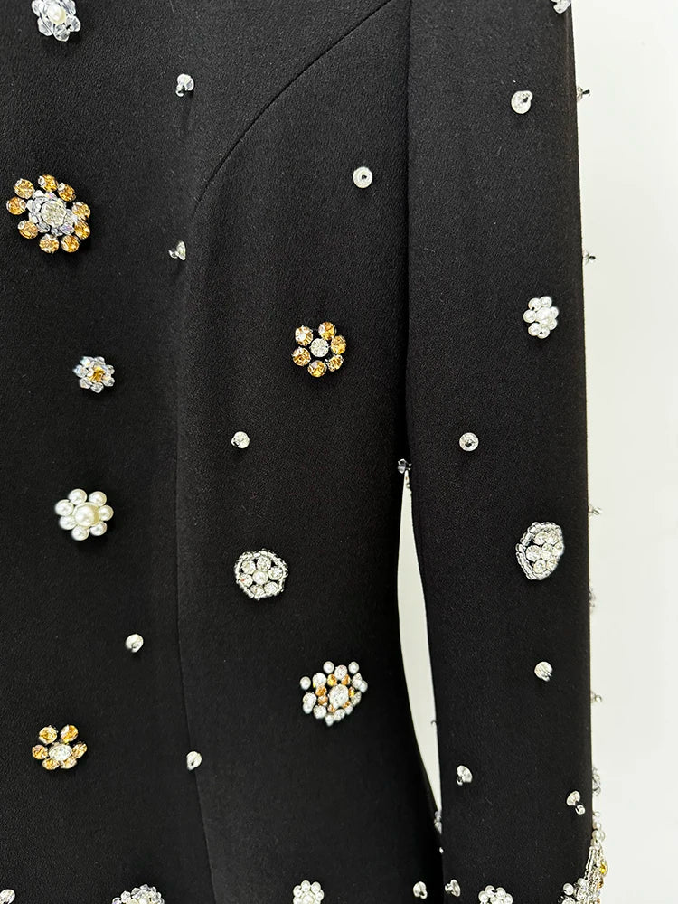 Long Sleeve Luxurious Beaded Maxi Dress
