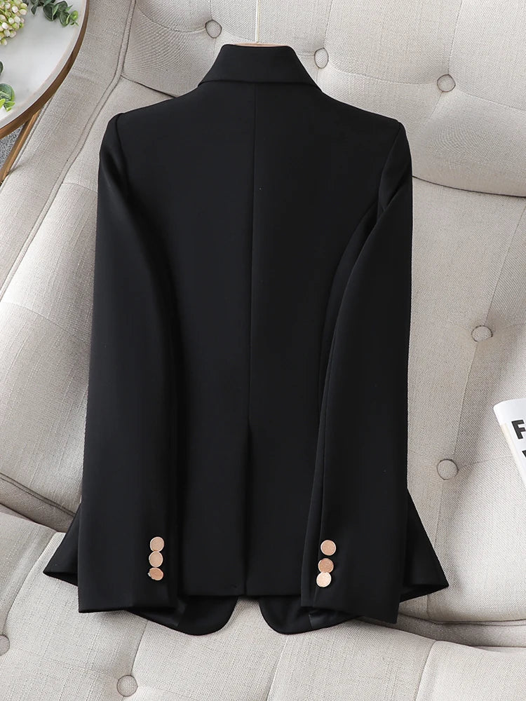 Women Formal Blazer In Solid Beige Coffee Black