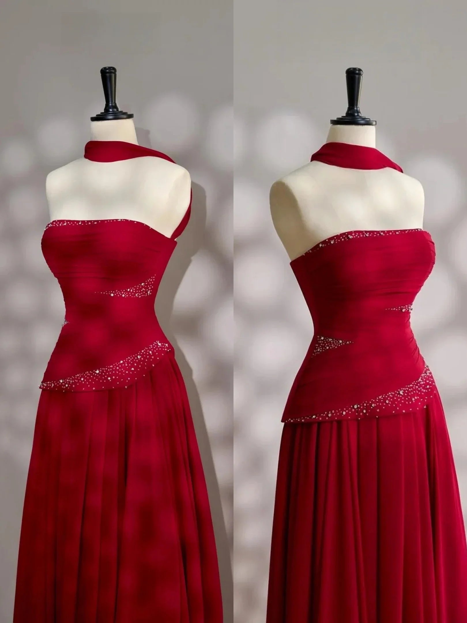 Crystal Beaded Pleated Chiffon Gowns with Shawl