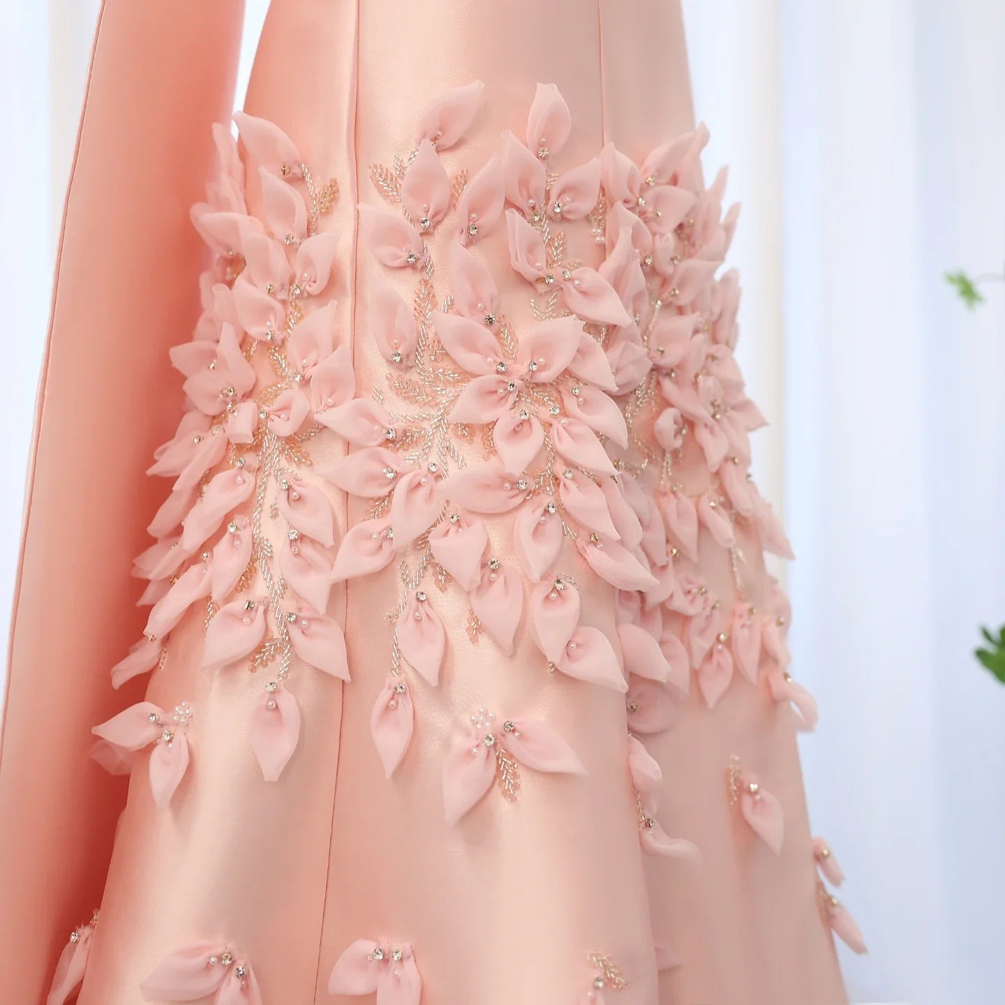 Blush Pink Mermaid Evening Gown with Cape