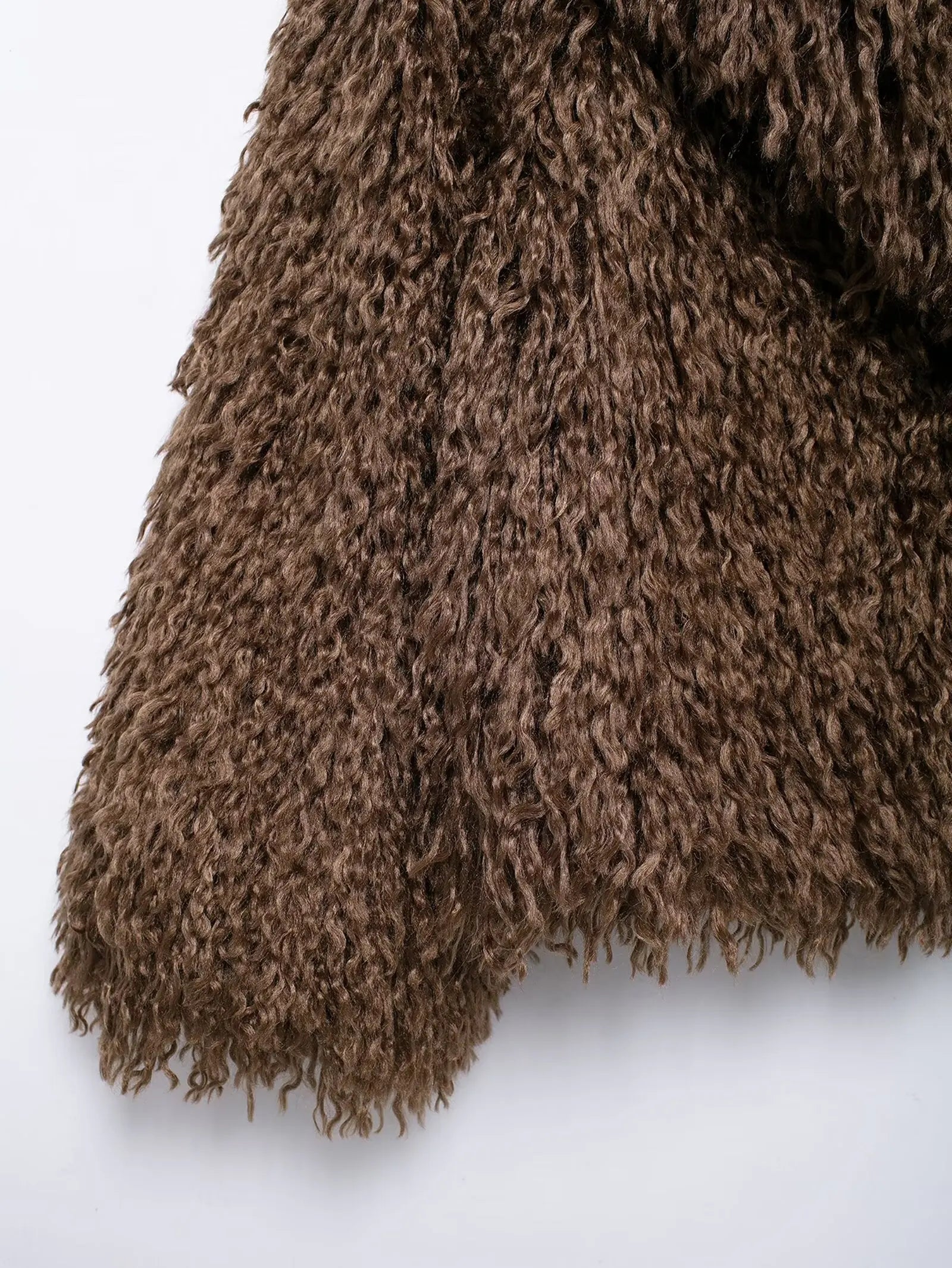 Turn Down Collar Faux Fur Coat