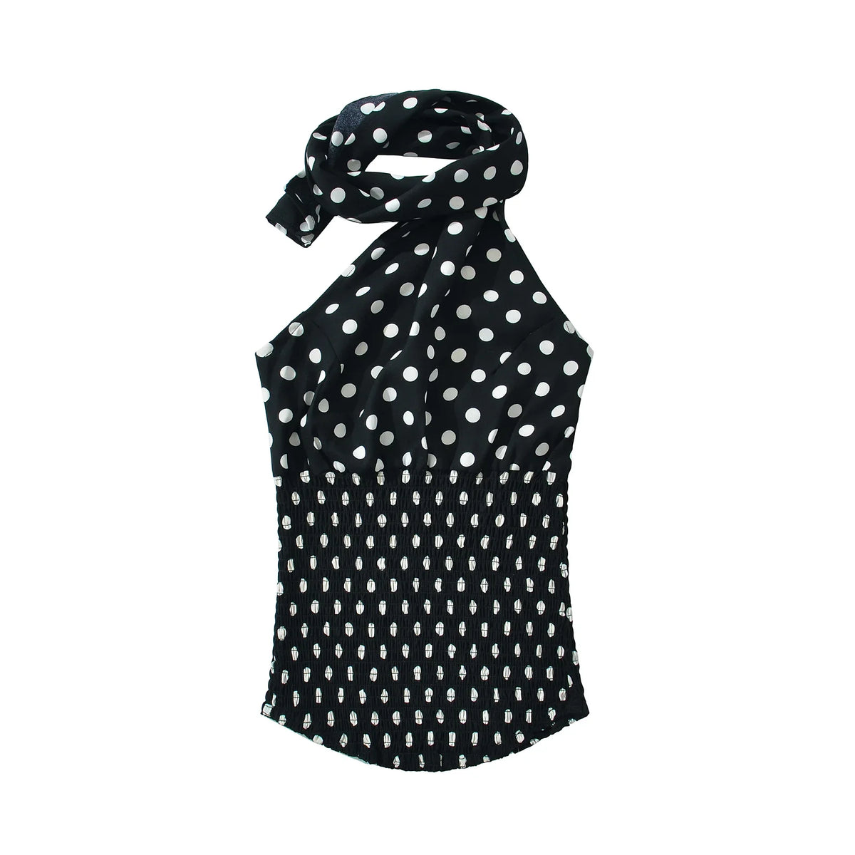 Polka Dot Halter Top Elastic Waist Mini Skirt Set
