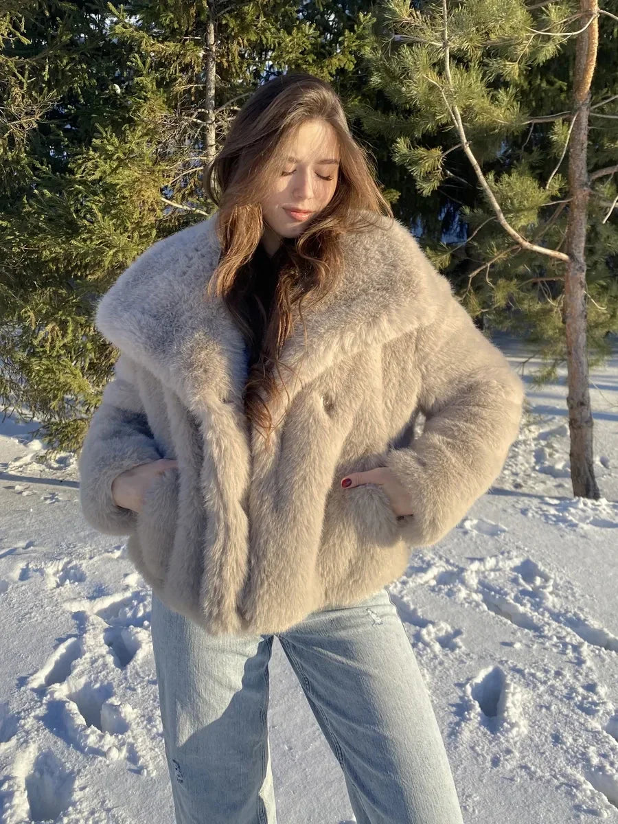 Fur Feather Long Sleeve Tassel Lapel Coat