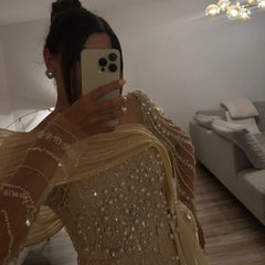Crystal Mermaid Evening Gown with Overskirt