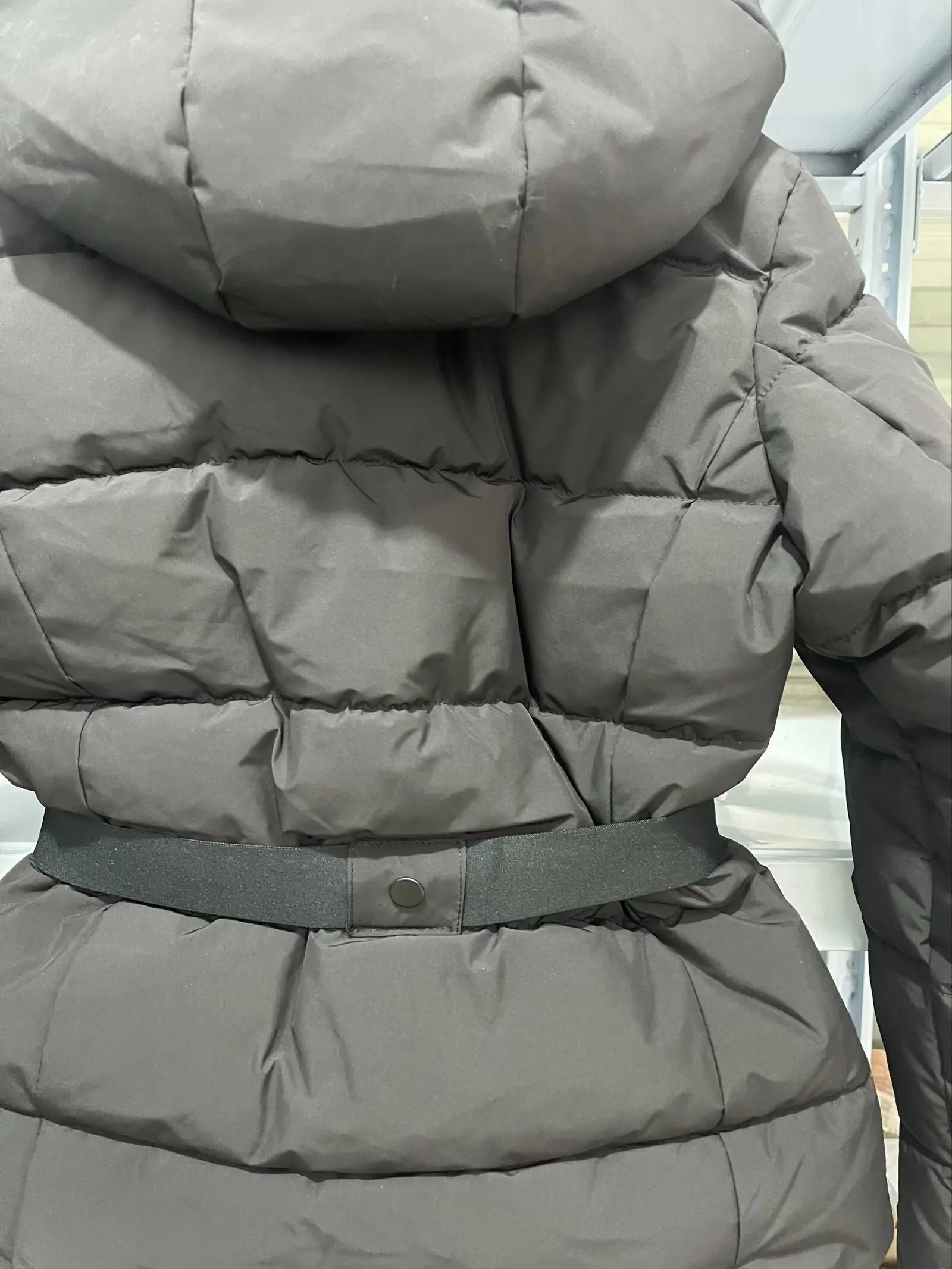 Belt Hooded Down Cotton Windproof Jacket