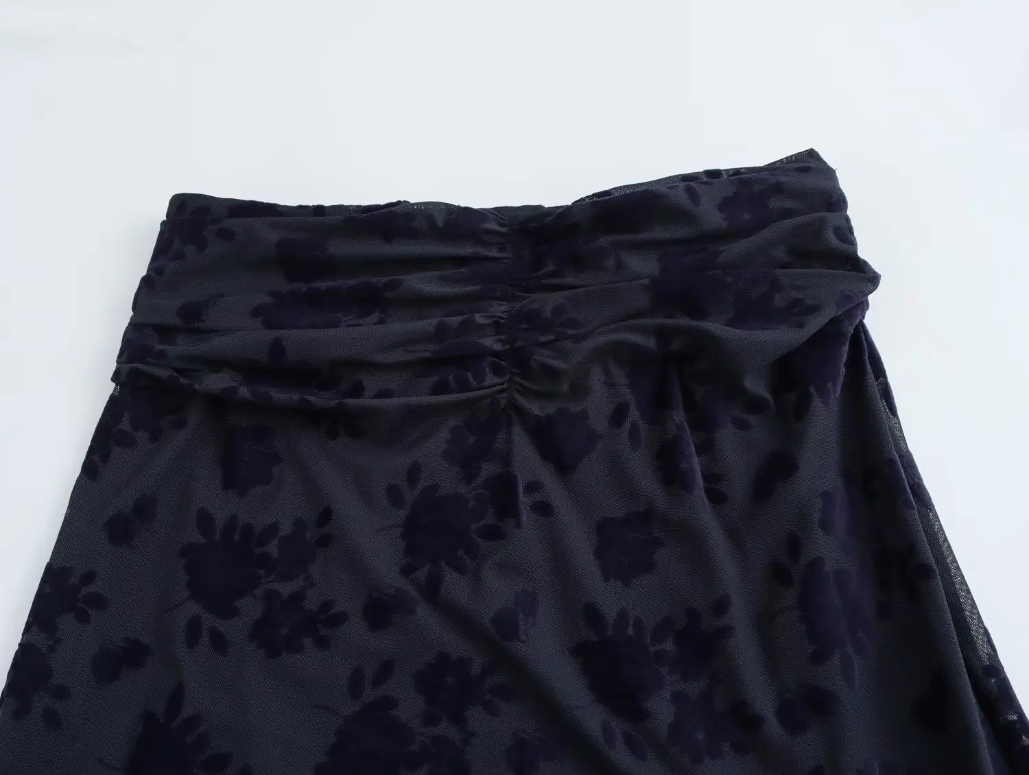Texture Blue Top Asymmetrical Long Skirt Suit