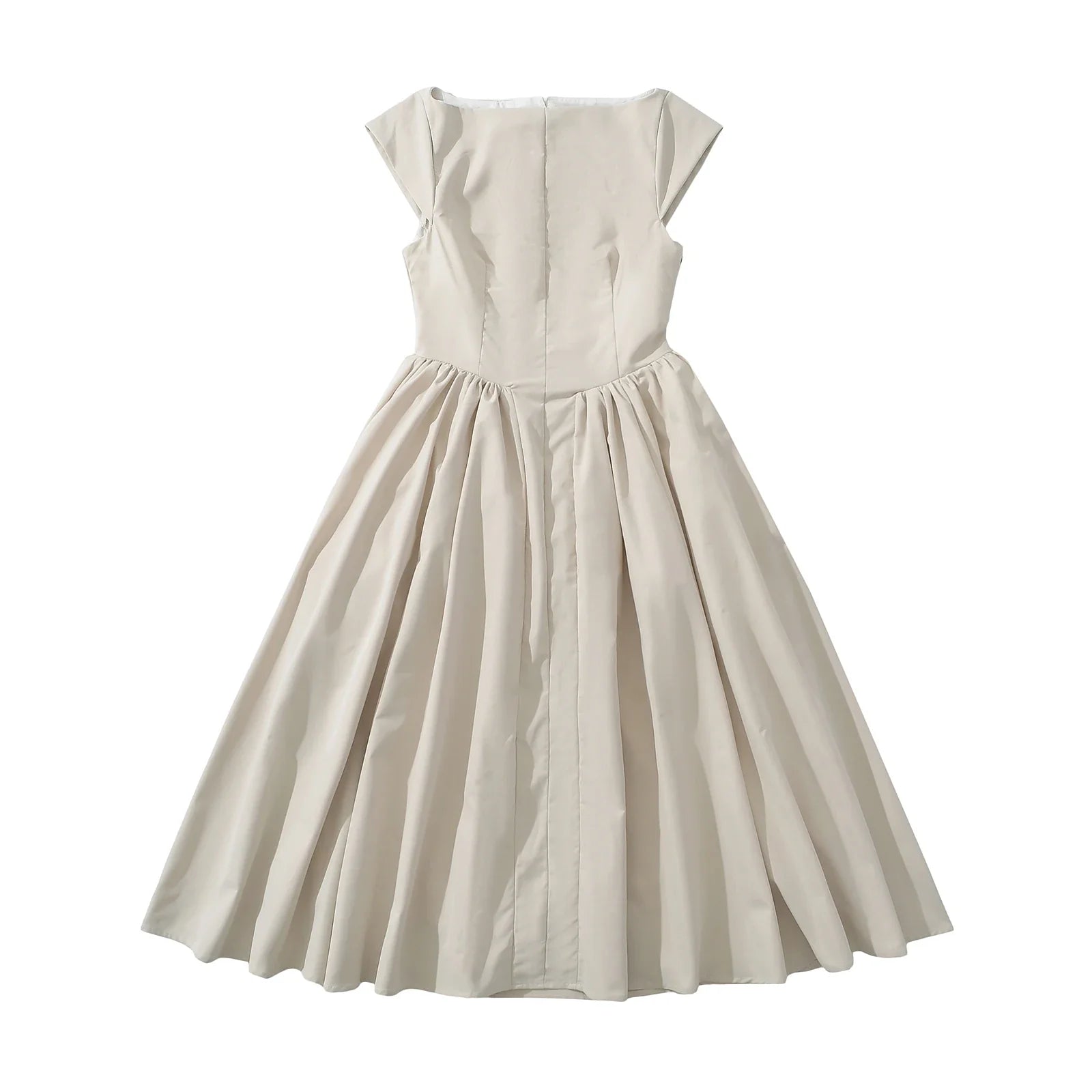 Short Sleeve Hollow Out Back Midi Dress