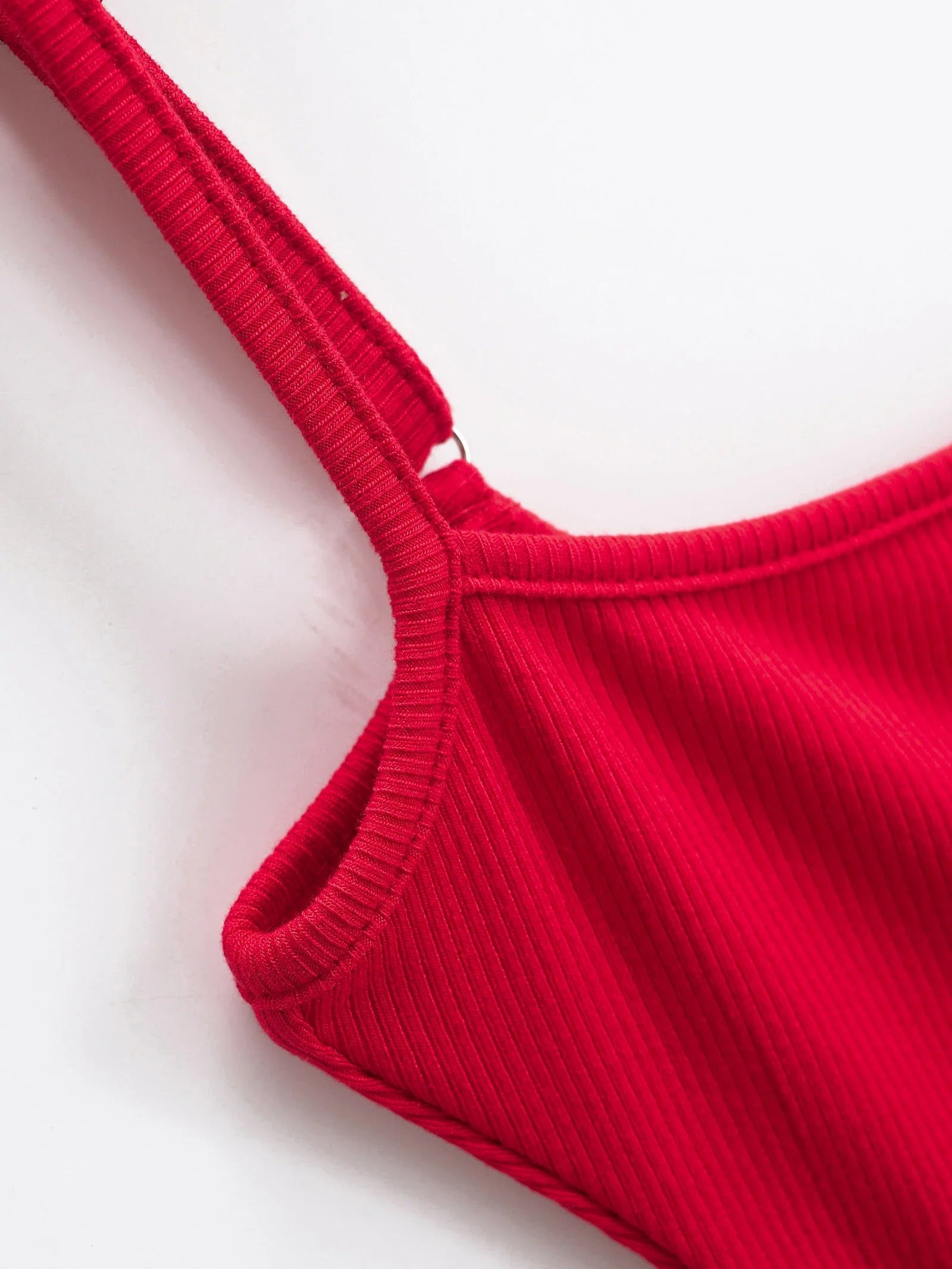 Rib Knitted Sling Bodysuits With Bow Sashes Hem