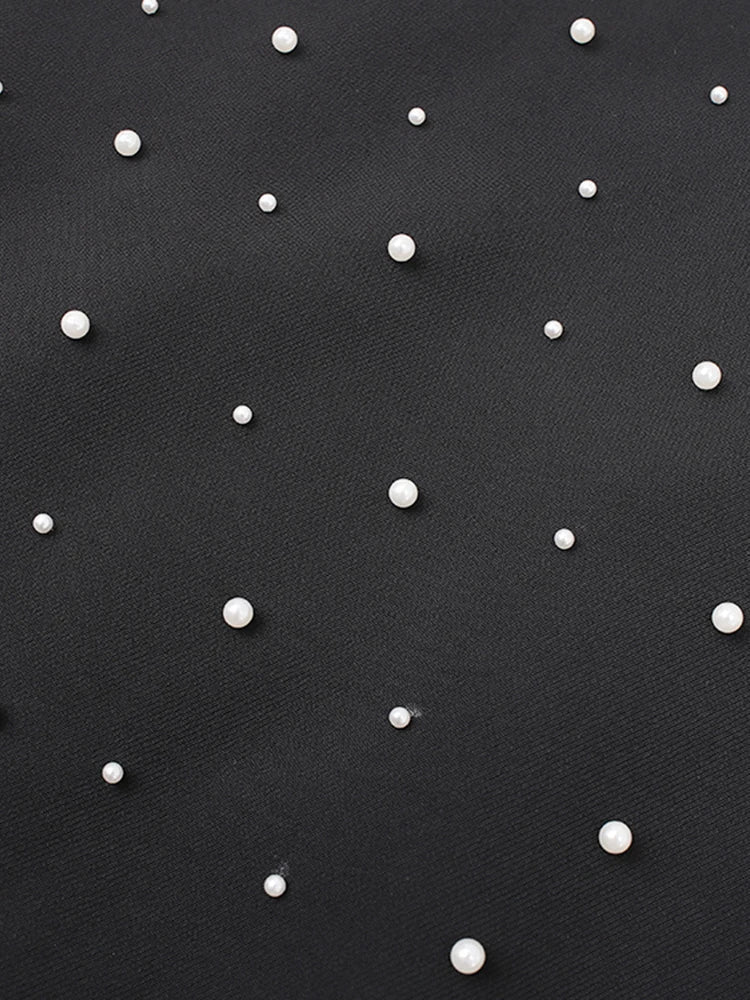 Diamonds Black Crystal Pearl Mini | Midi Dress