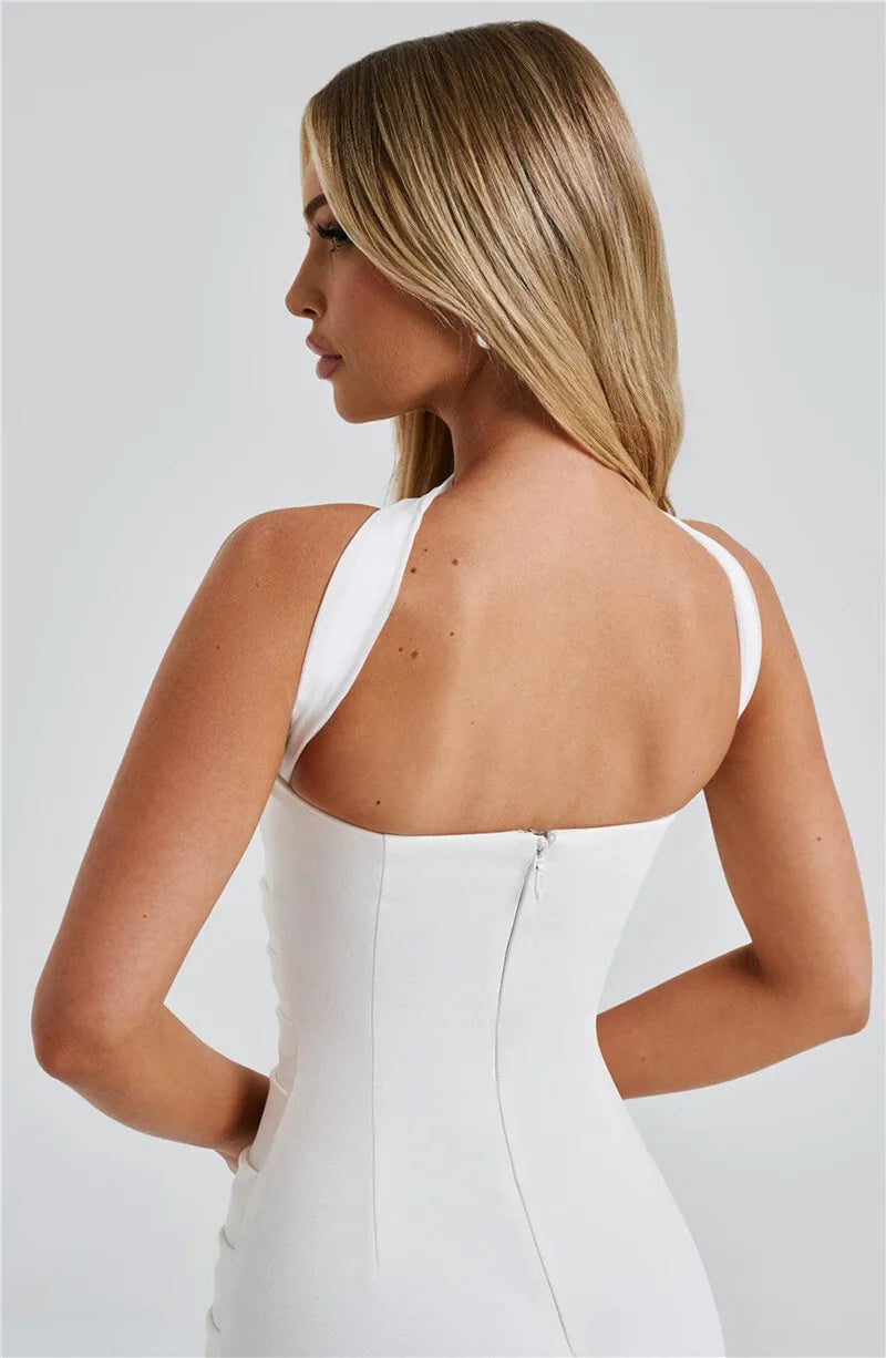 Scarf Collar Strapless Off-shoulder Long Dress
