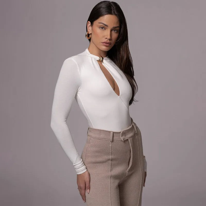 Hollowed Out Long Sleeve Bodysuit
