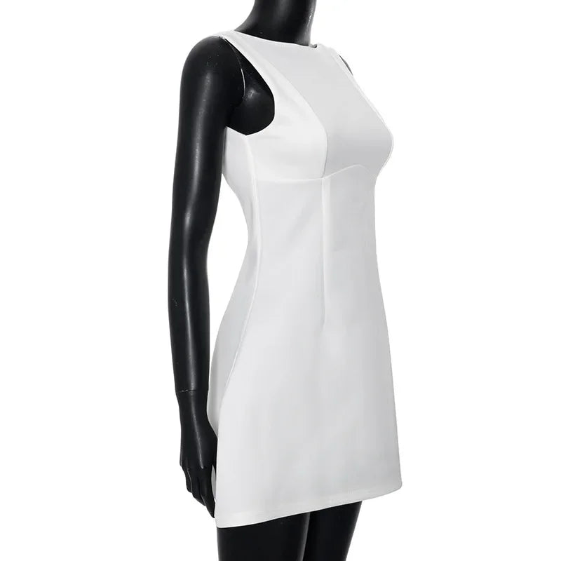Sleeveless High Waist Backless Mini Dresses