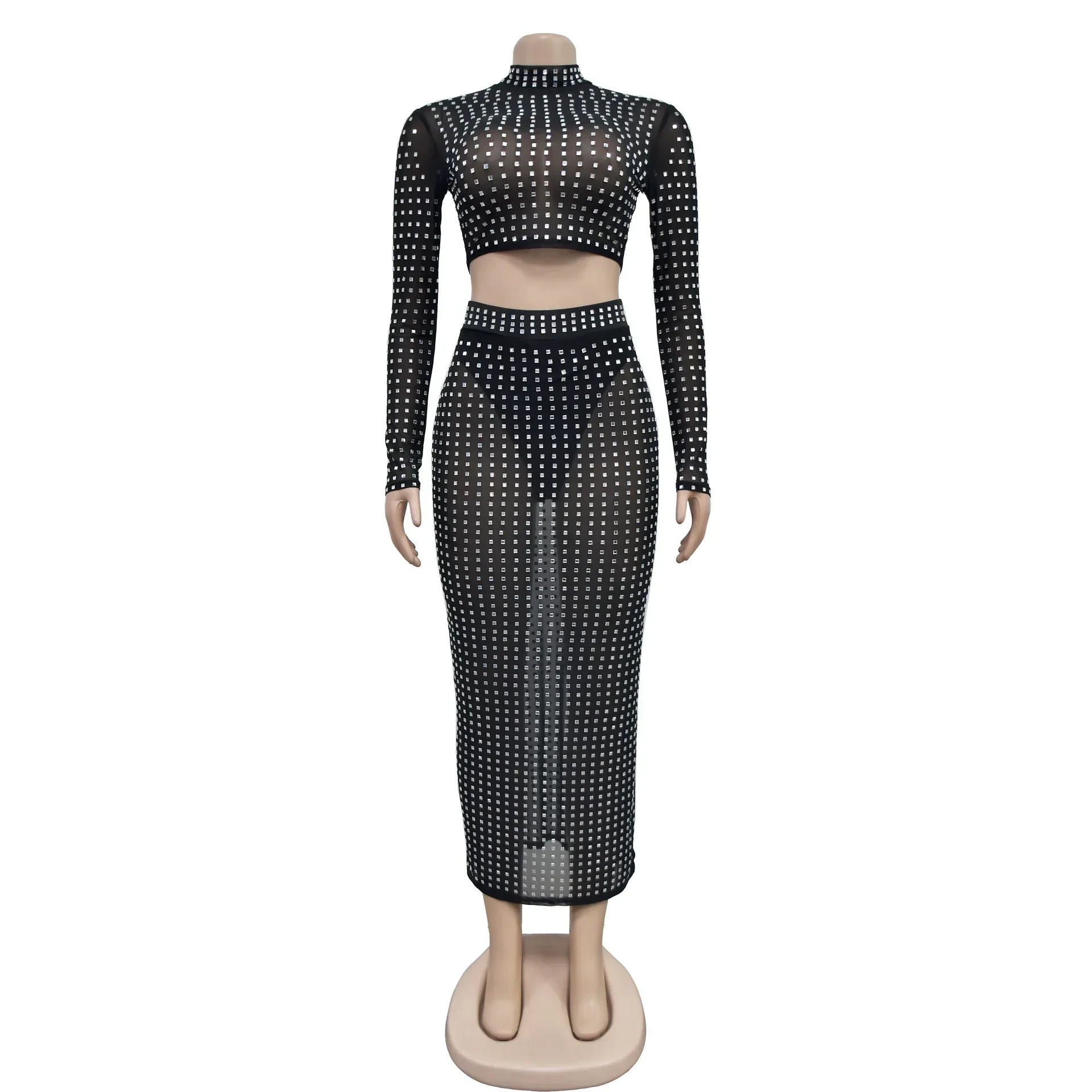 Rhinestone Strapless Top and Long Skirt Set