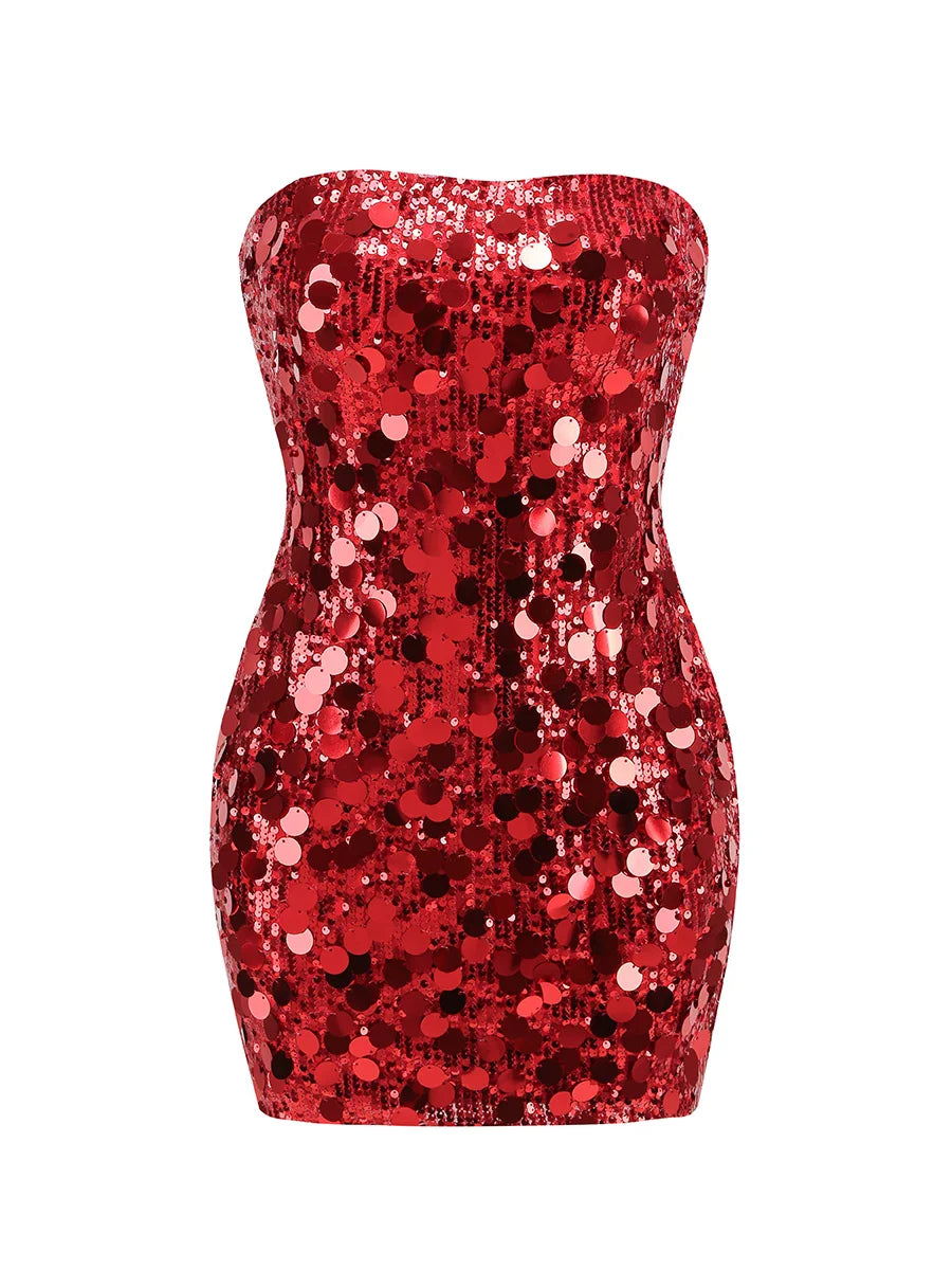 Sequins Strapless Bodycon Mini Dress