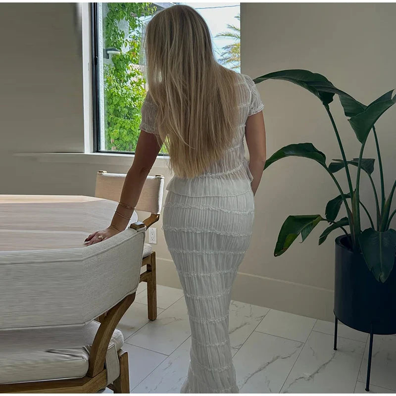 Crop Tops and High Waist Long Skirt Suit