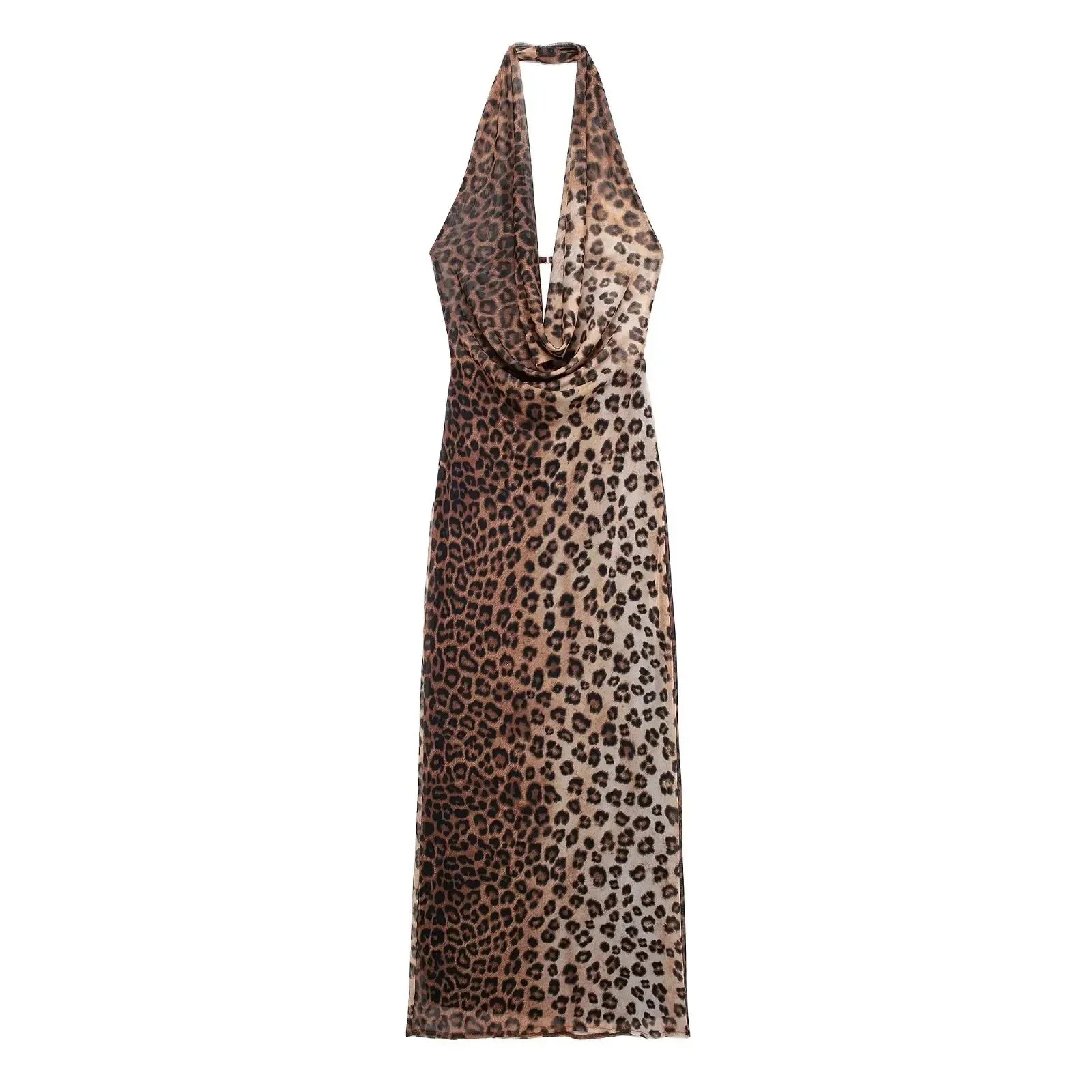 Off Shoulder Folds Hanging Neck Long Dress