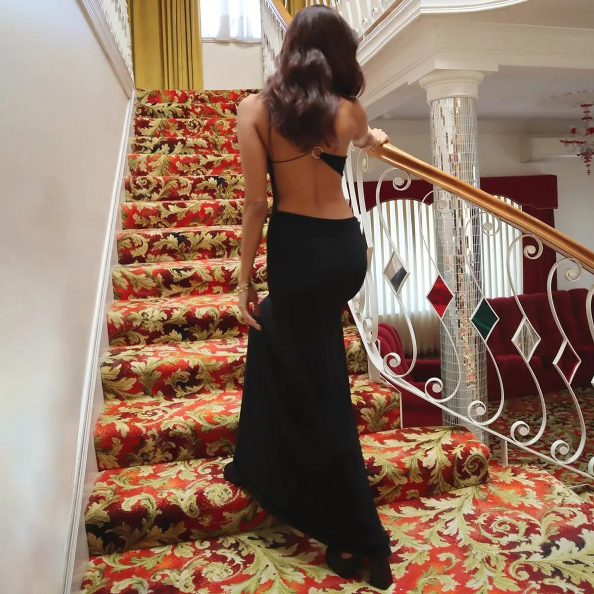 Cut Out Bandage Backless Maxi Dress