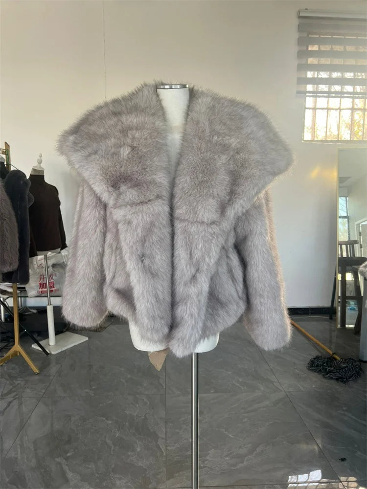 Fur Feather Long Sleeve Tassel Lapel Coat