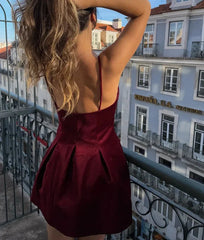 Red Velvet Spaghettis Strap Mini Dress