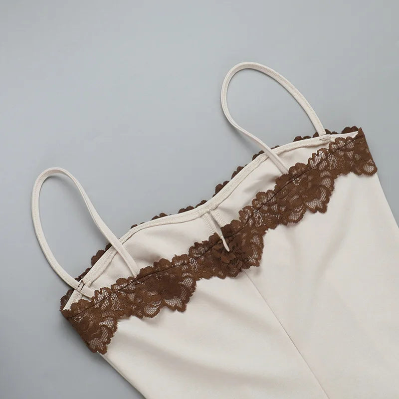 Lace Patchwork Spaghetti Strap Dress