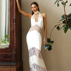Lace See Through Sleeveless Long Dress