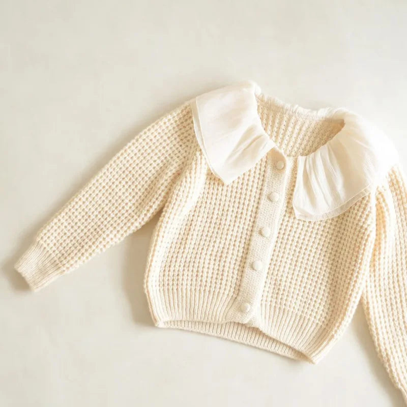 Peter Pan Collar Spliced Knitted Sweater