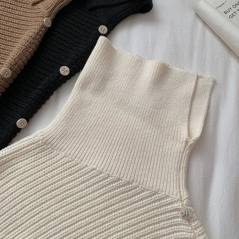 Turtleneck Long Sleeve Irregular Pullover