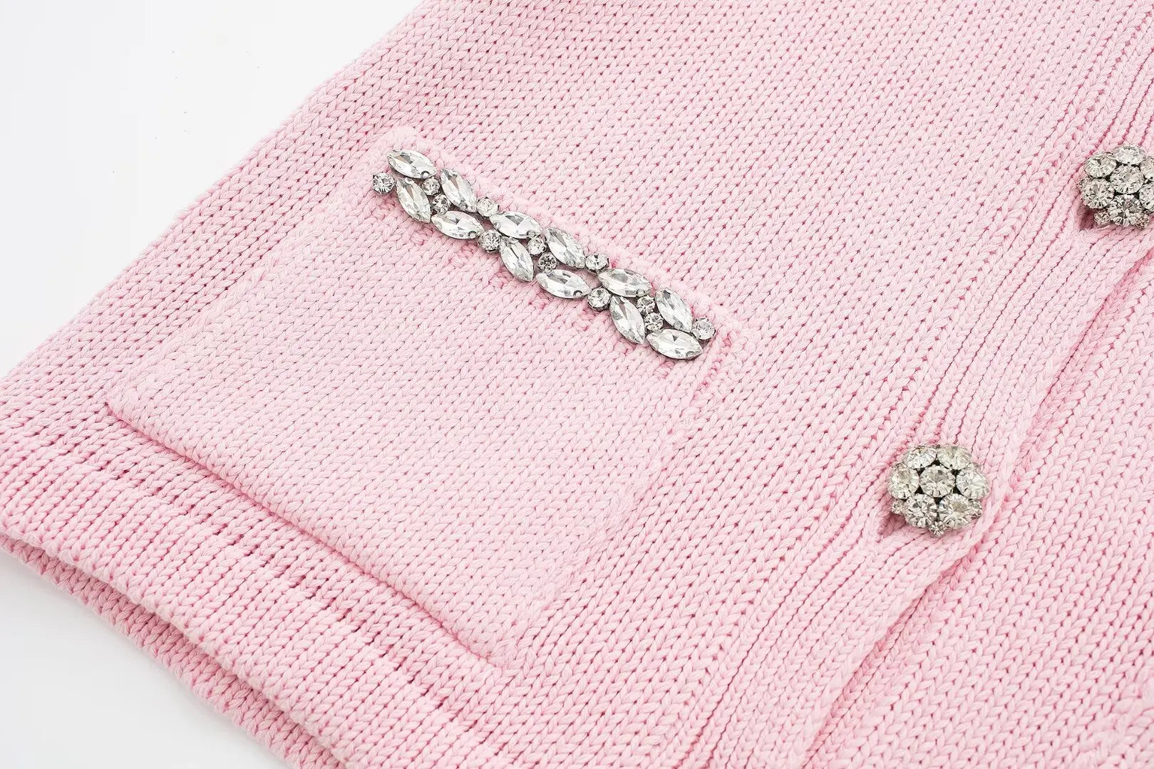 Women's Pink Short Sleeve Rhinestone Cardigan