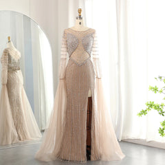 Lilac Mermaid Evening Gown with Cape Sleeves