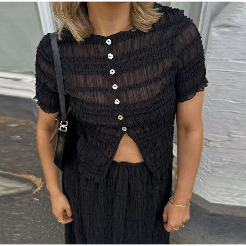 Crop Tops and High Waist Long Skirt Suit