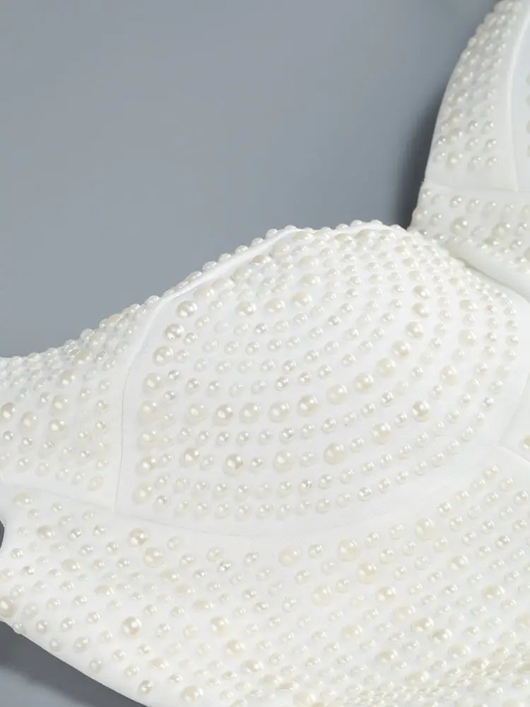 White Spaghetti Strap Diamonds Mini Dress