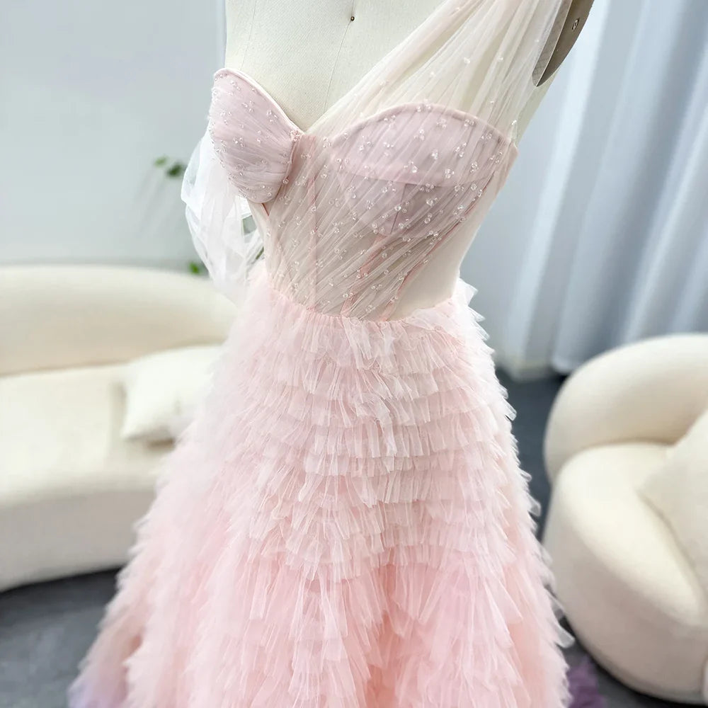 Elegant Pink Lilac One-Shoulder Ball Gown