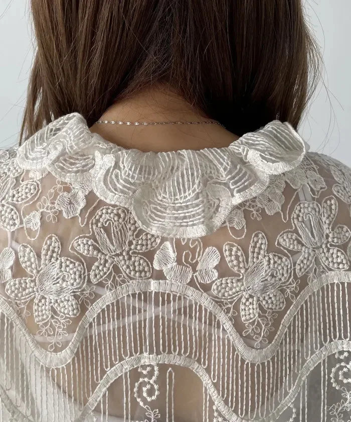 Embroidered Shirt and Strap Two Piece Lace Top