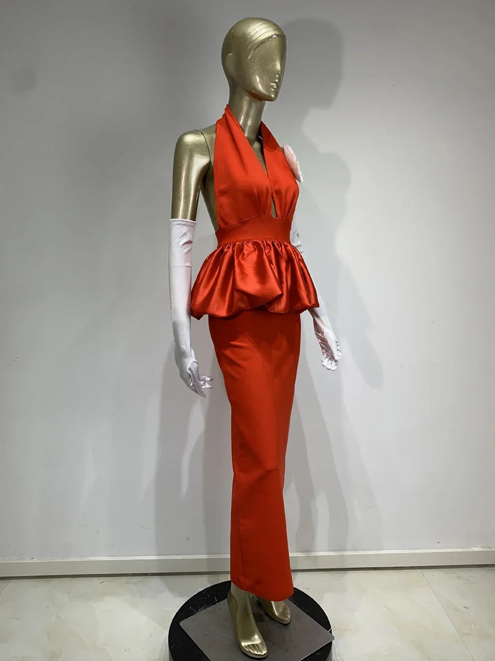 Backless 3D Flower Tight Long Bandage Dress