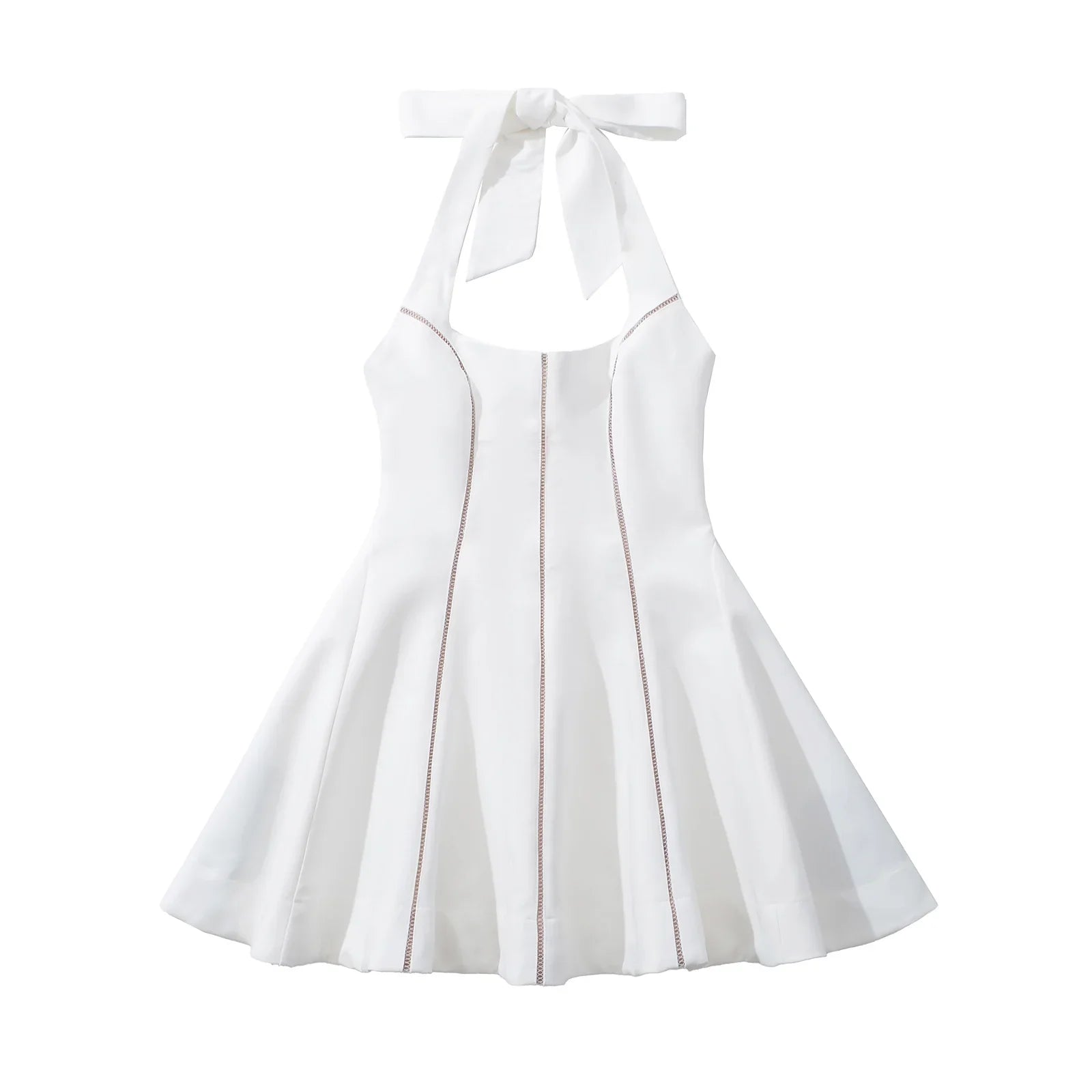 Bow Halter Spliced Ball Gown Backless Dresses