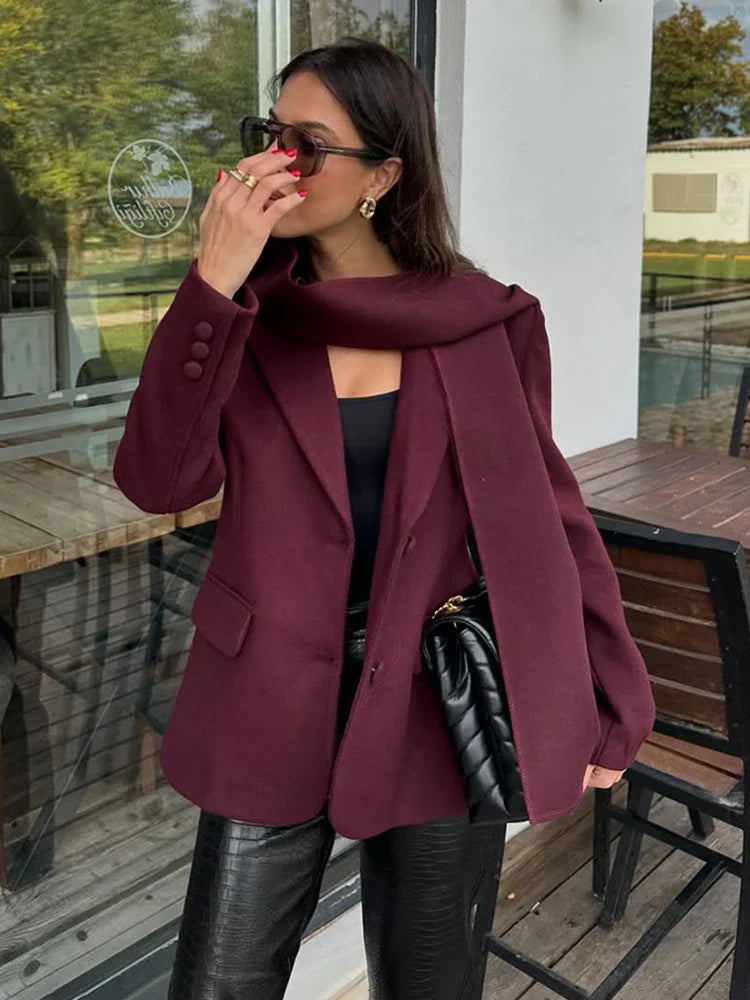Woolen Blazer Jacket  Loose Long Sleeve Coat