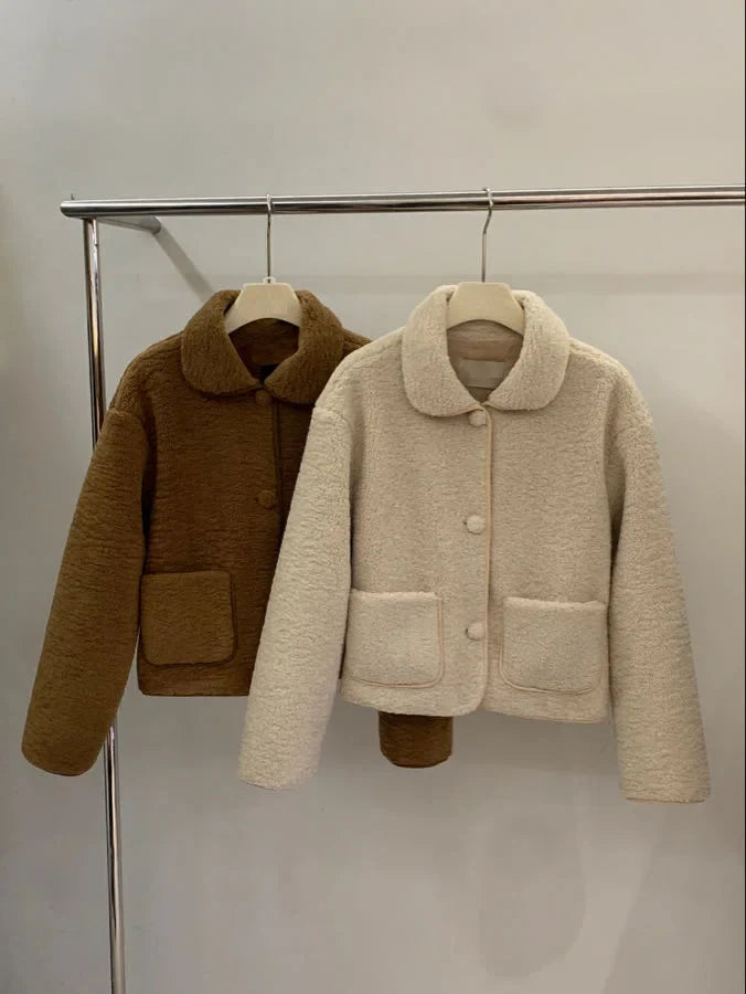 Peter Pan Collar Wool Short Coat