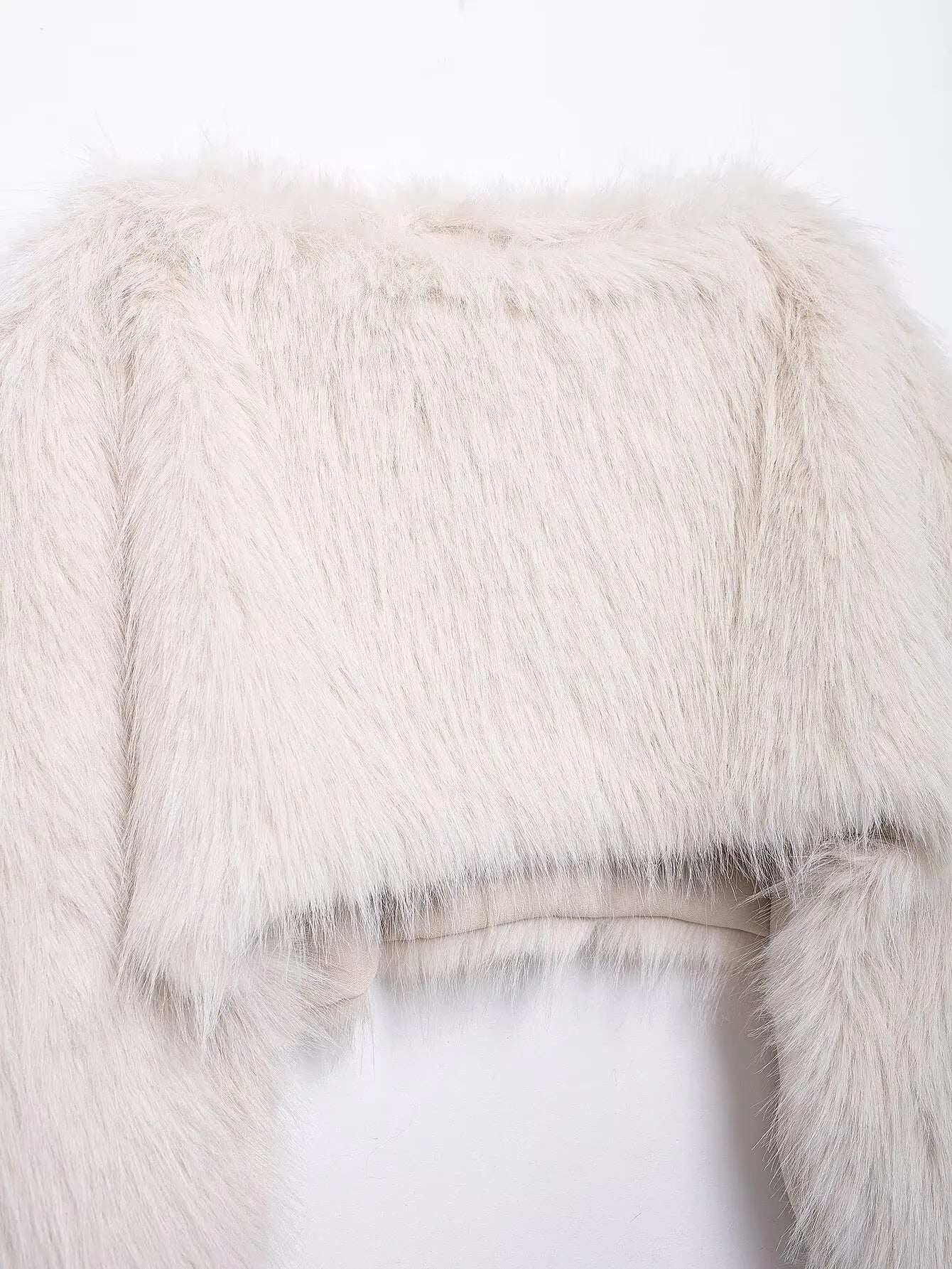 White Faux Fur Short Pullover Coat
