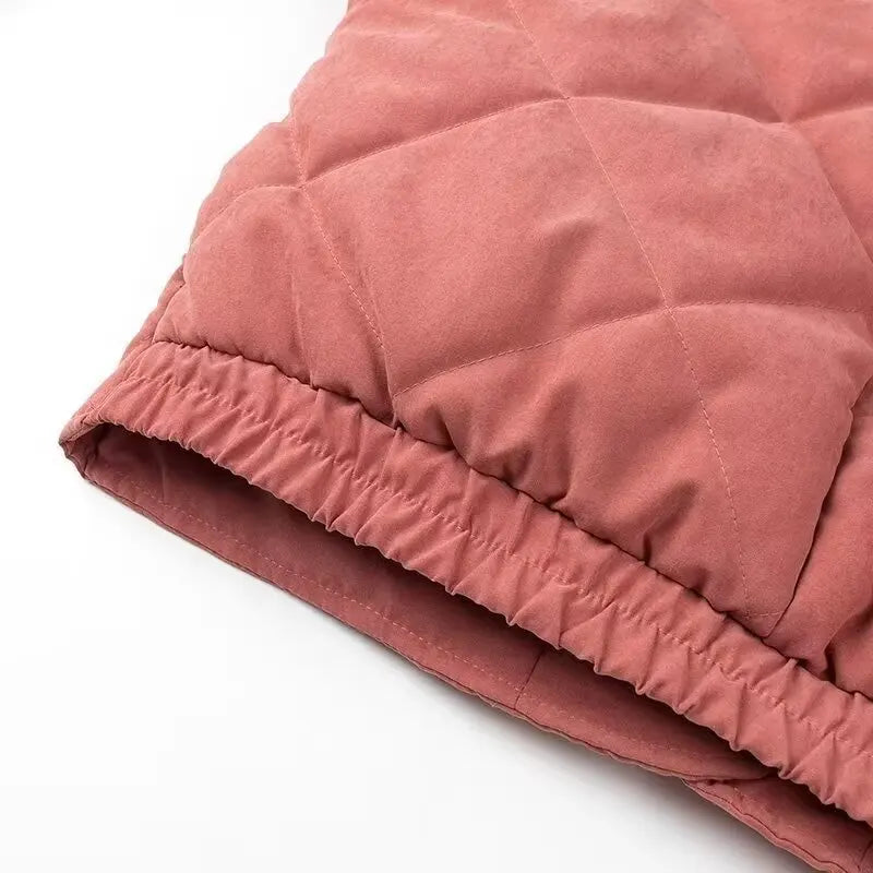 Solid Stand Collar Quilted Jacket